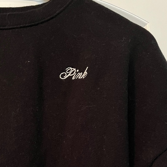 Victoria’s Secret PINK Ivy Fleece Oversized Crew Sweatshirt - Black - Size M - Picture 4 of 9
